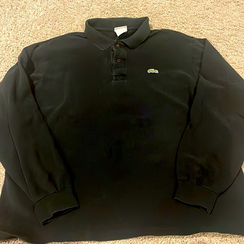Lacoste black size 6 long sleeve polo